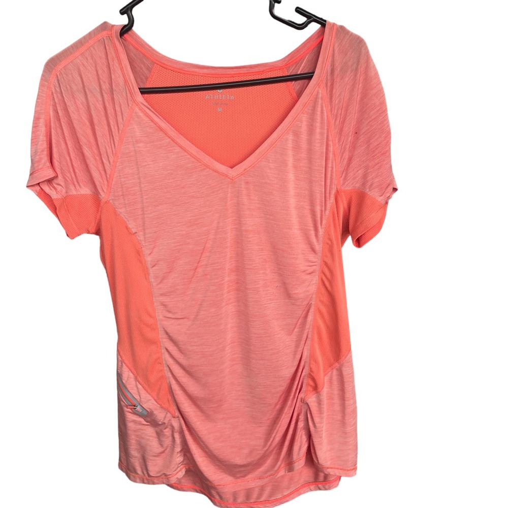 Athleta Activewear‎ Top Womens Medium Orange Mesh Side Panel Athletic